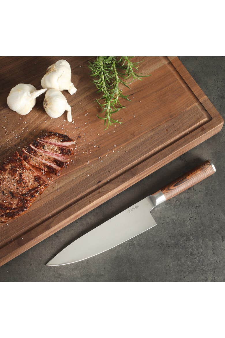 Chef Knife High Carbon 1.4116 German Steel Kitchen Knife with Pakka Wood Handle, Alternate, color, Dark Brown