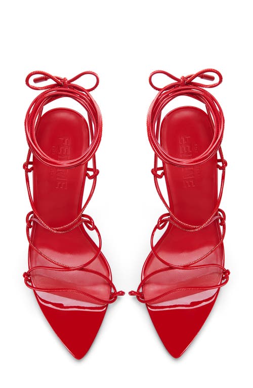 Femme La Sin Ankle Wrap Pointed Toe Sandal In Red