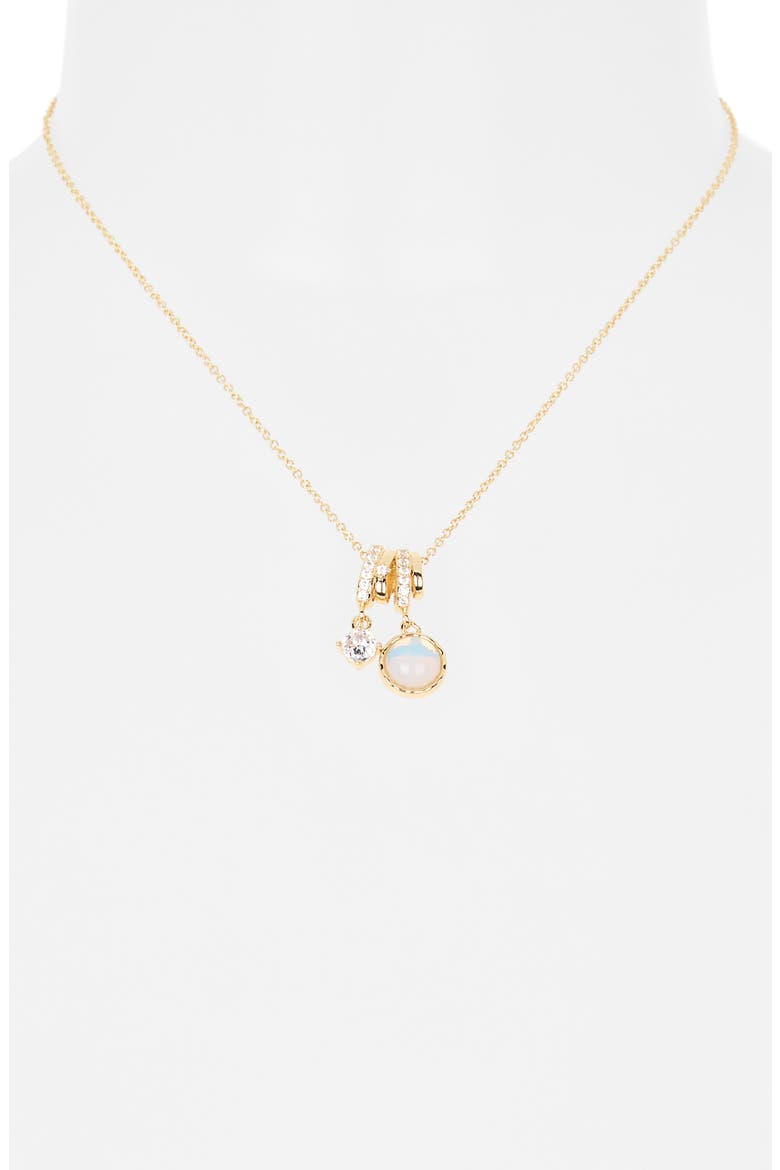 Cubic Zirconia Charm Necklace, Alternate, color, CLEAR- WHITE- GOLD