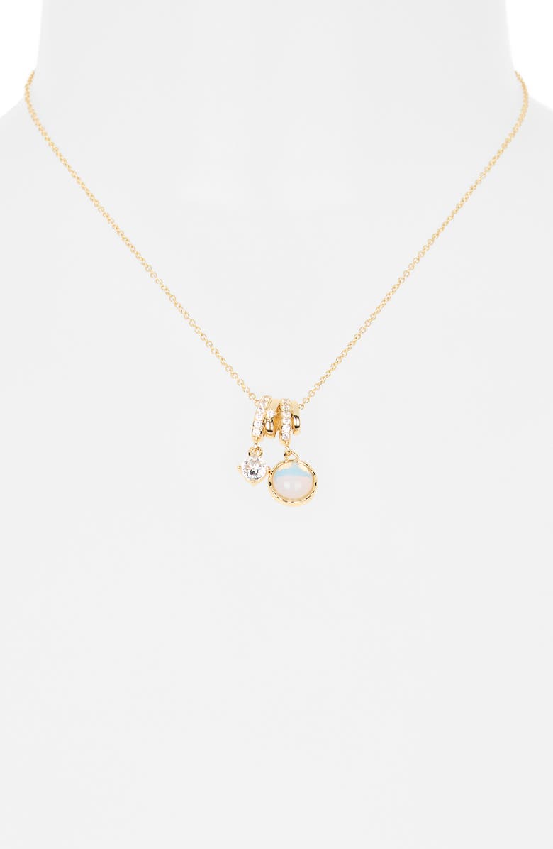 NORDSTROM RACK Cubic Zirconia Charm Necklace, Alternate, color, Clear- White- Gold