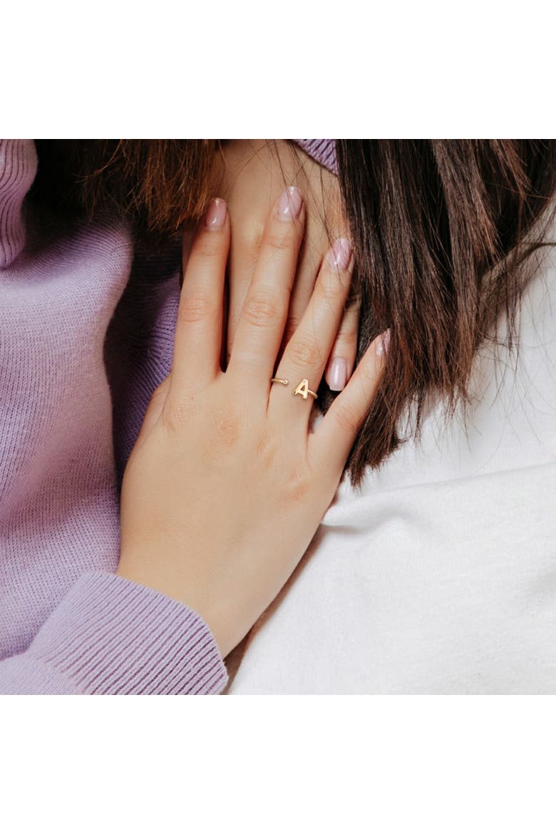 Diamond Initial Ring 10k Yellow Gold, Alternate, color, A