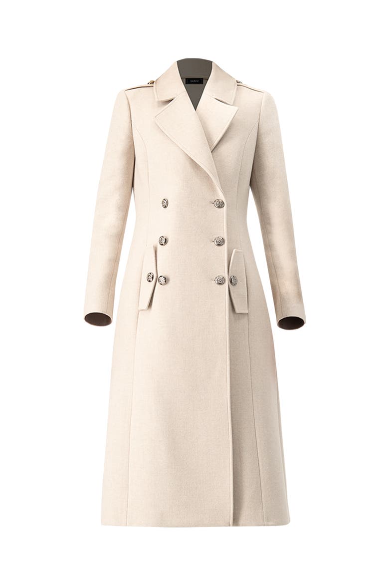 Double-Breasted Wool-Blend Belted Long Coat, Alternate, color, Grey
