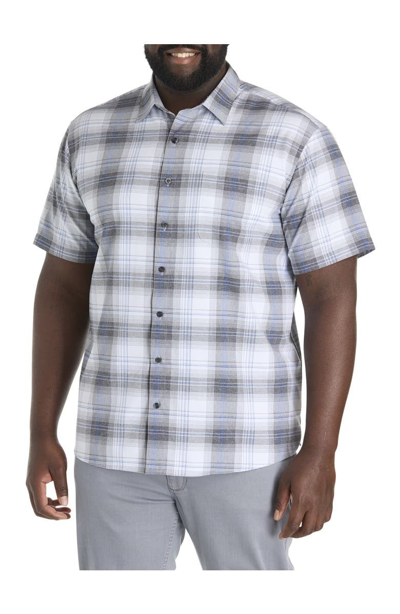 Harbor Bay by DXL Big & Tall Microfiber Large Plaid Sport Shirt, Main, color,