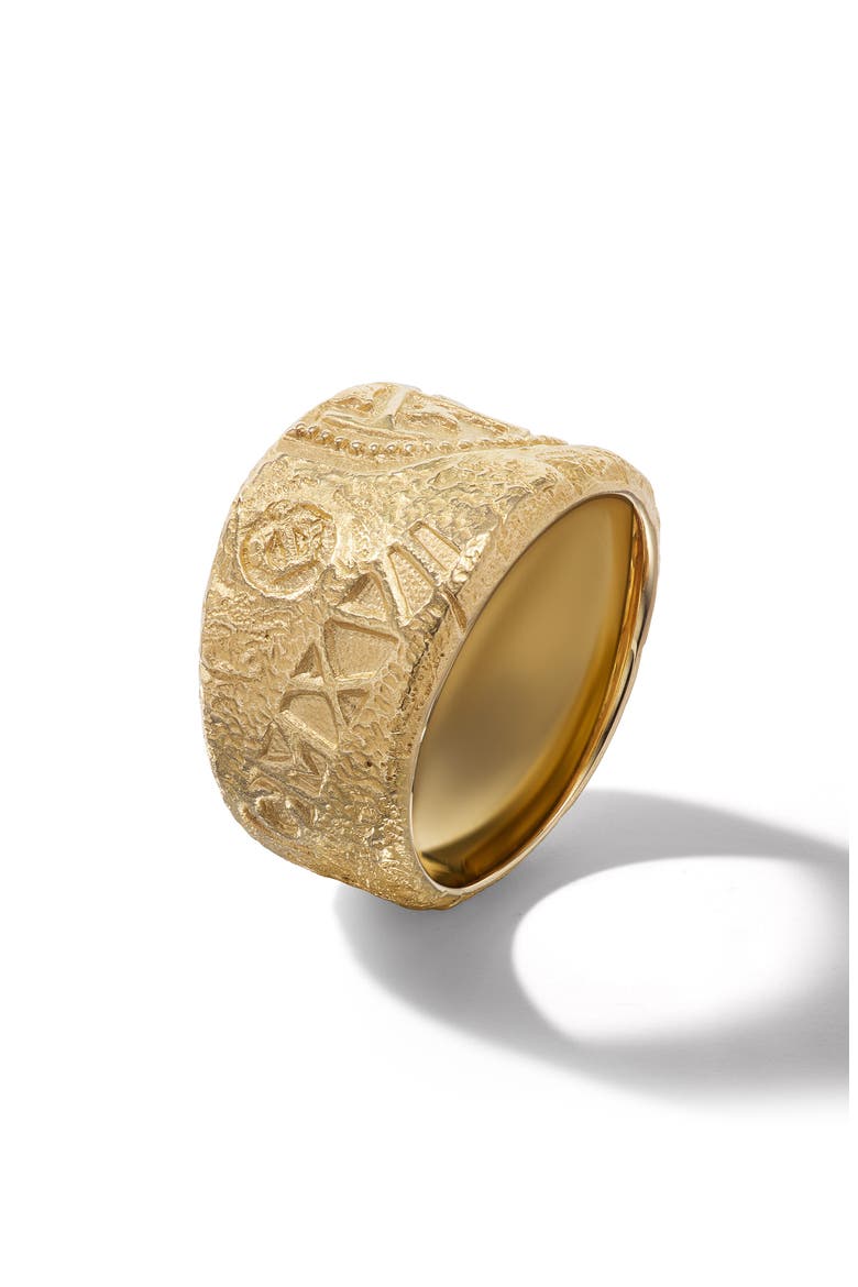 Men's Shipwreck Cigar Band Ring in 18K Yellow Gold, 15mm, Alternate, color, 18K YELLOW GOLD