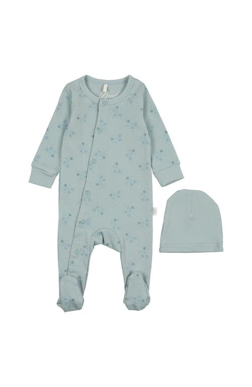 Pouf Star Print Footie In Ice Blue