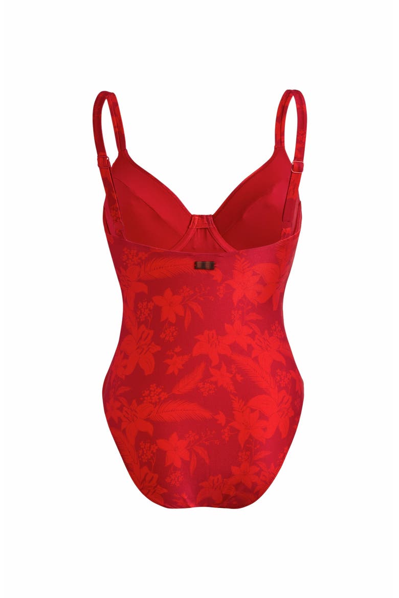 Women's Flower Power Underwire One-Piece Swimsuit, Alternate, color, LIPSTICK