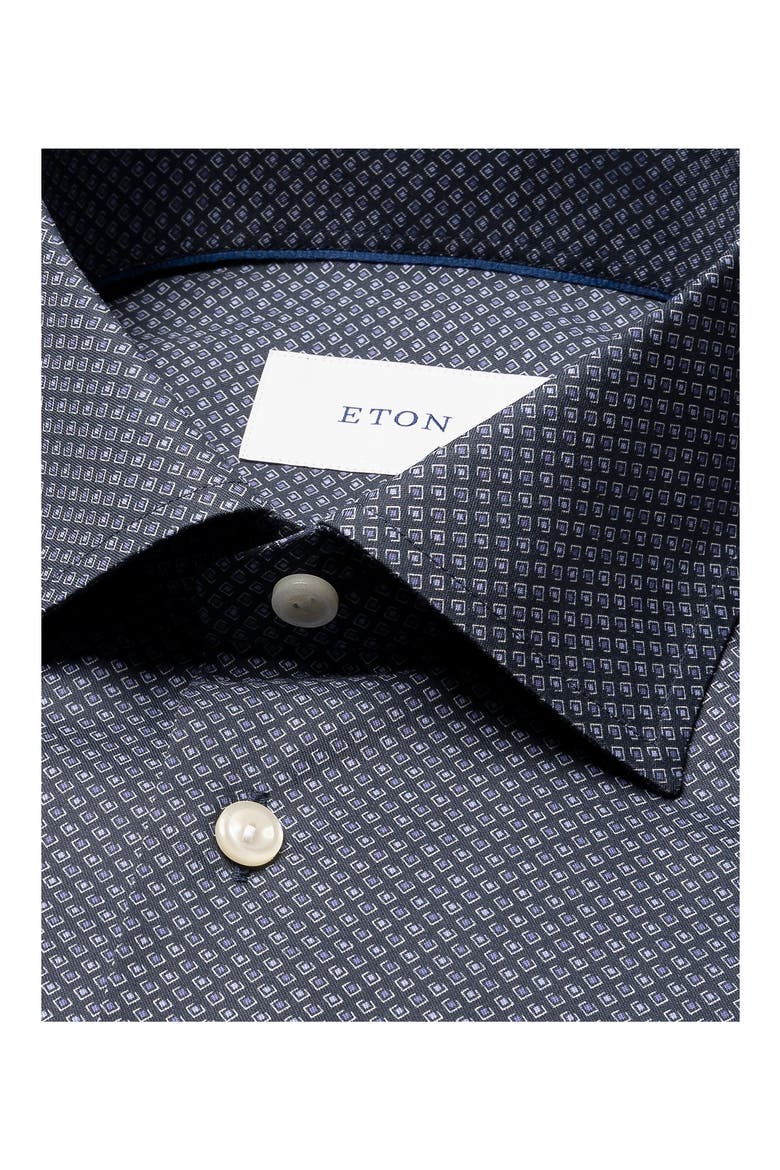 Contemporary Fit Geometric Twill Button-Up Shirt, Alternate, color, NAVY