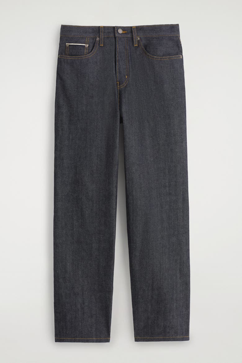 Rider Raw Selvedge Relaxed-Fit Straight-Leg Jeans, Alternate, color, RAW INDIGO