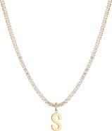 Adornia Initial Charm Tennis Necklace