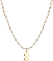 Adornia Initial Charm Tennis Necklace