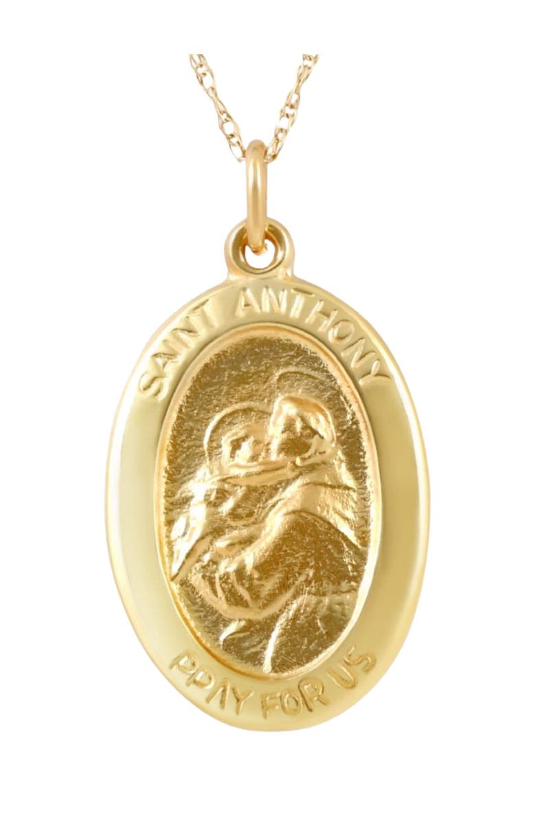 Bliss Diamond 14k or Gold St. Anthony Medal Pendant 1" Tall 2 Grams, Main, color,