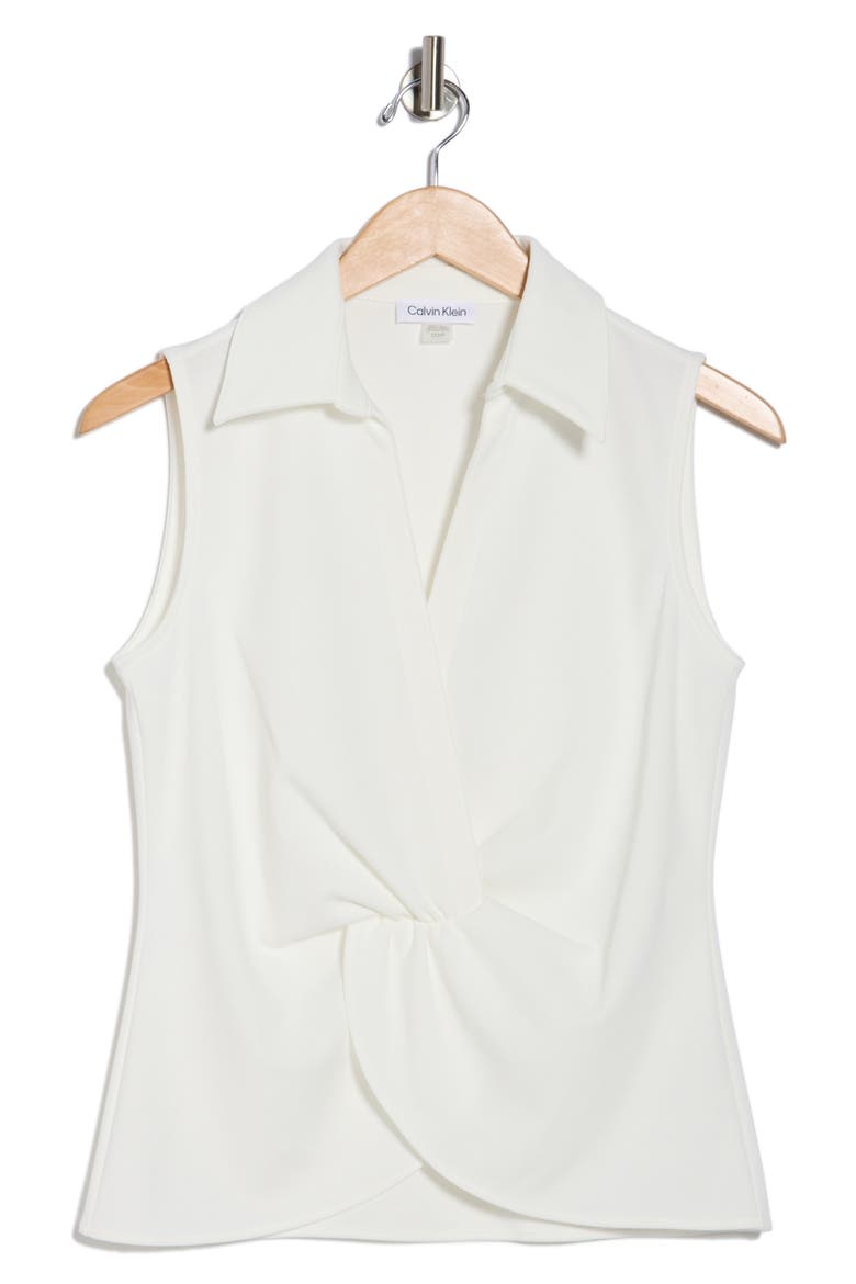 Collared Sleeveless Twist Front Top, Alternate, color, WHITE