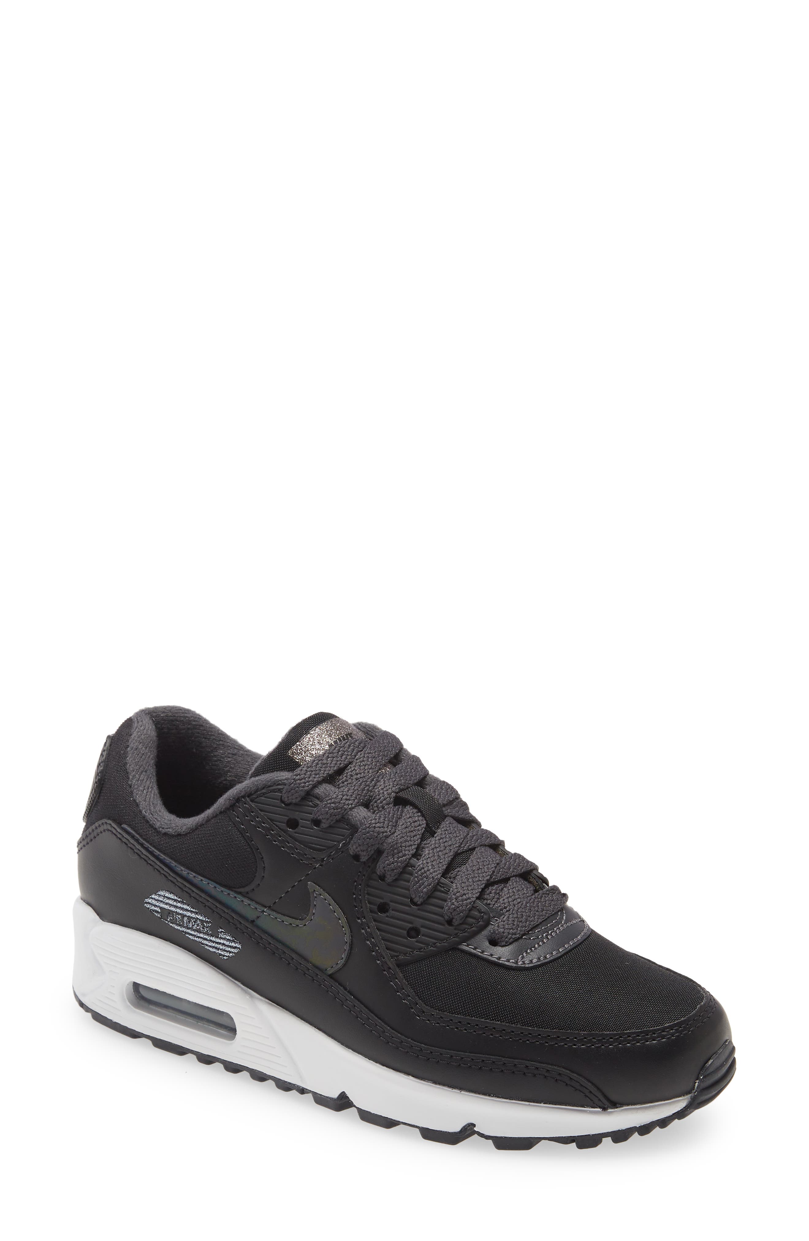 Air Max 90 Sneaker, Main, color, BLACK/ BLACK/ SUMMIT WHITE