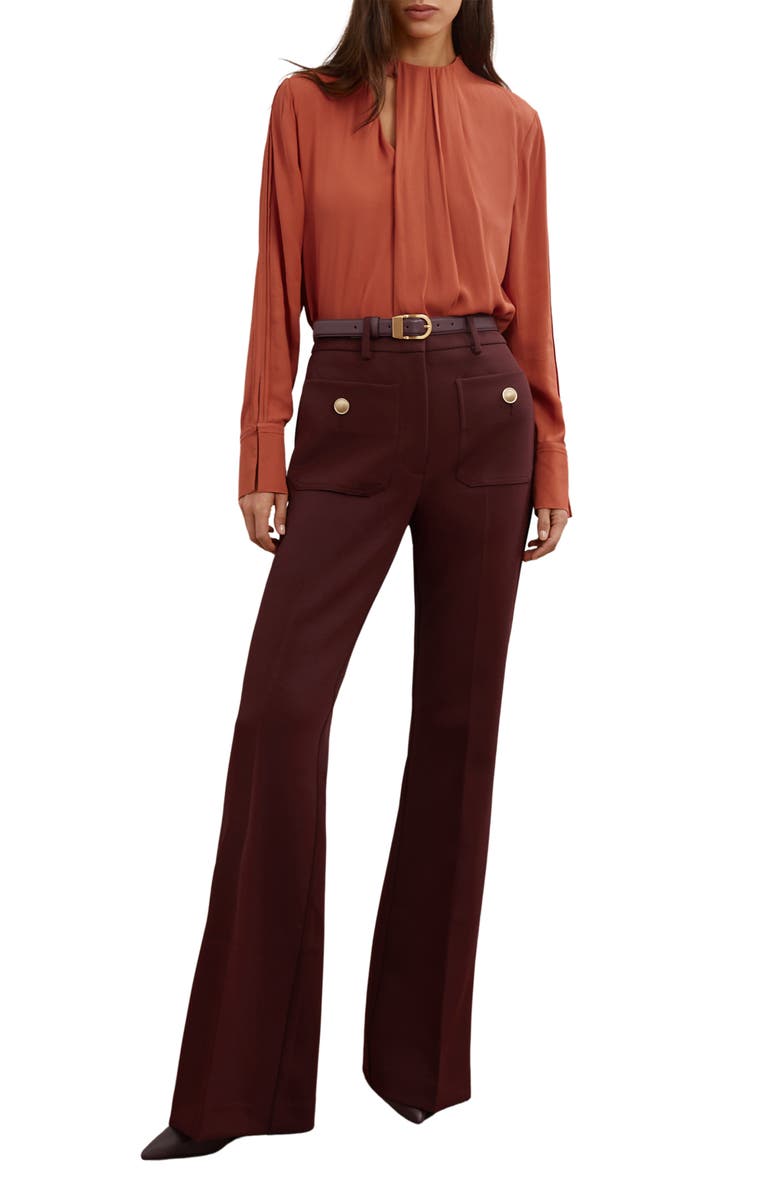 Reiss Marta Drape Cutout Crepe Top, Alternate, color, Copper