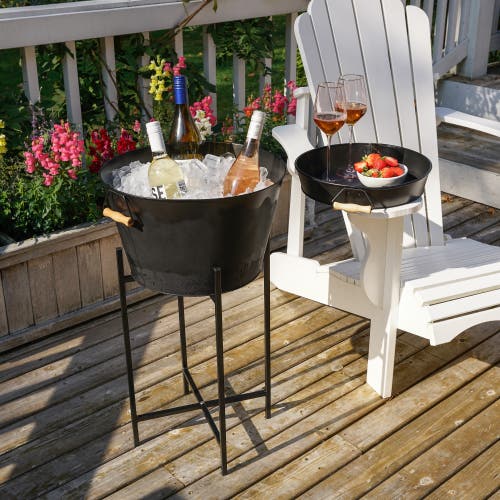 Twine Black Beverage Tub With Stand & Tray In Black