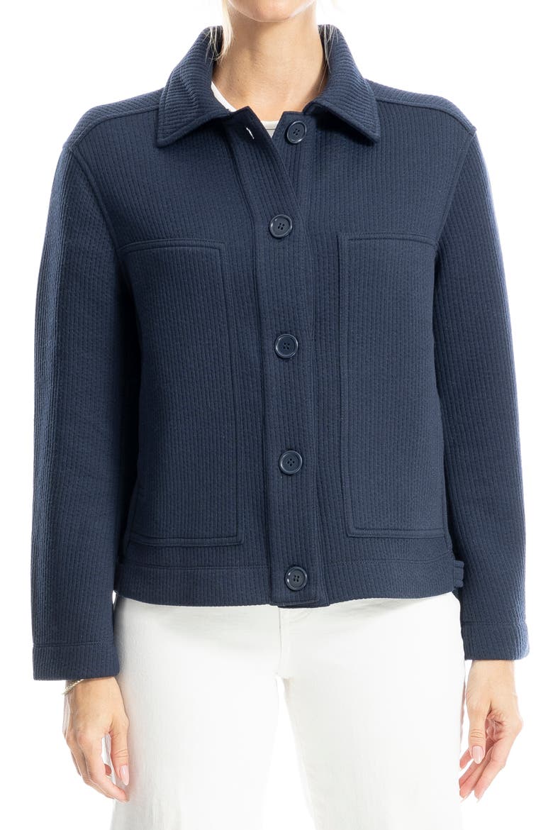 Ribbed Crop Shirt Jacket, Main, color, DK NAVY