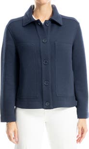 MAX STUDIO Ribbed Crop Shirt Jacket