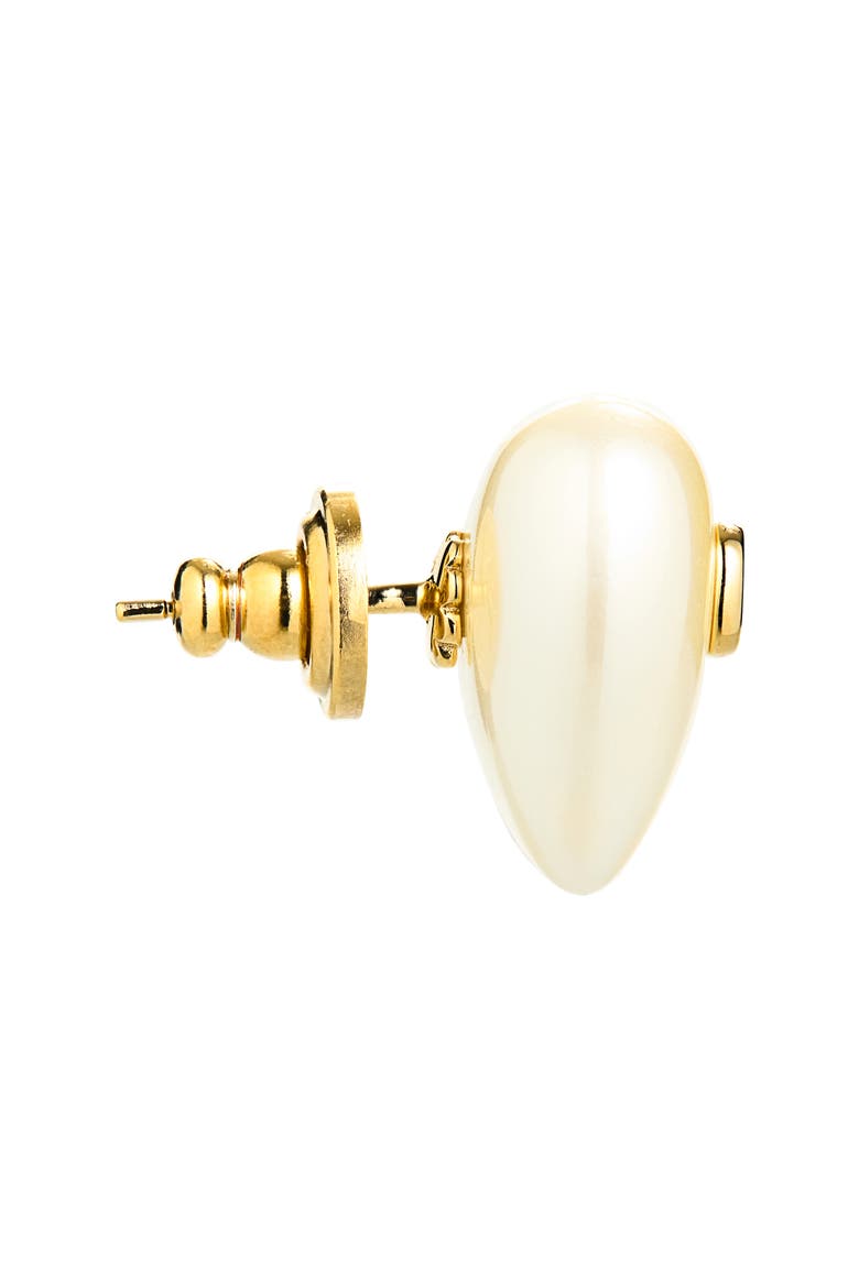 VLogo Signature Faux Pearl Heart Stud Earrings, Alternate, color, GOLD/ WHITE