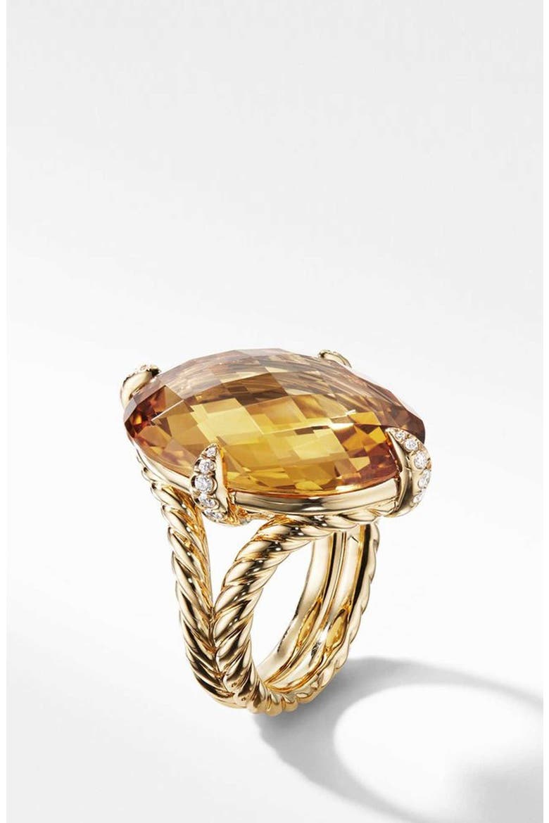 Chatelaine® 18k Gold Statement Ring with Honey Quartz & Diamonds, Alternate, color, GOLD/ DIAMOND/ HONEY QUARTZ