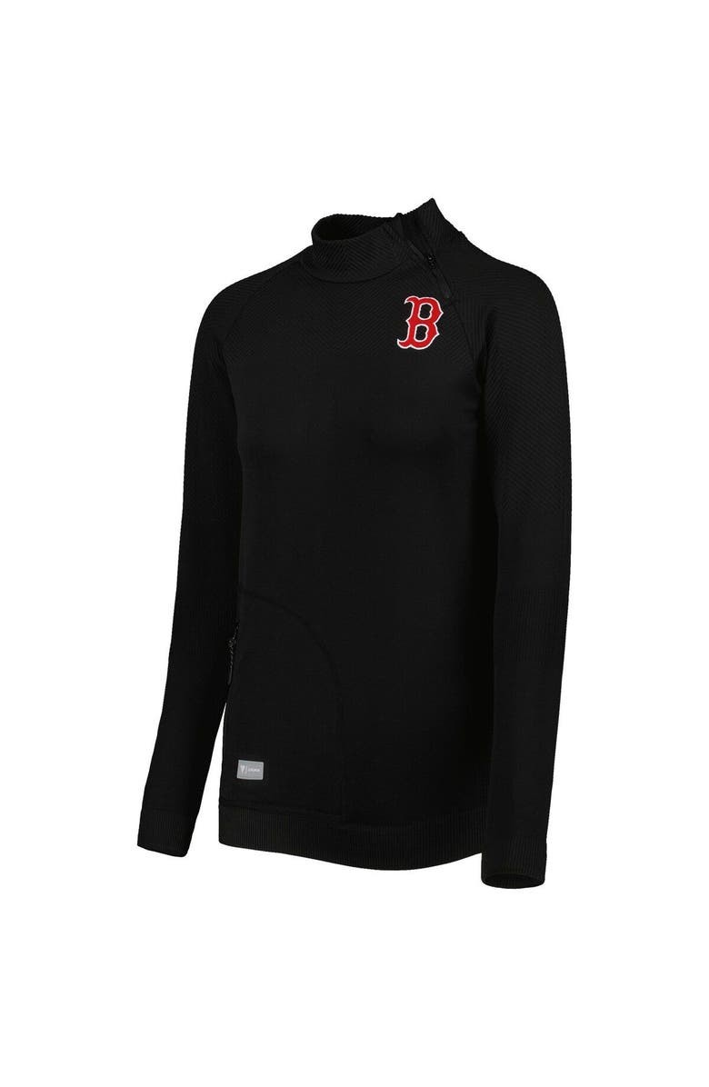 LEVELWEAR Women's Levelwear Black Boston Red Sox Verse Asymmetrical Raglan Tri-Blend Quarter-Zip Jacket, Alternate, color, Black