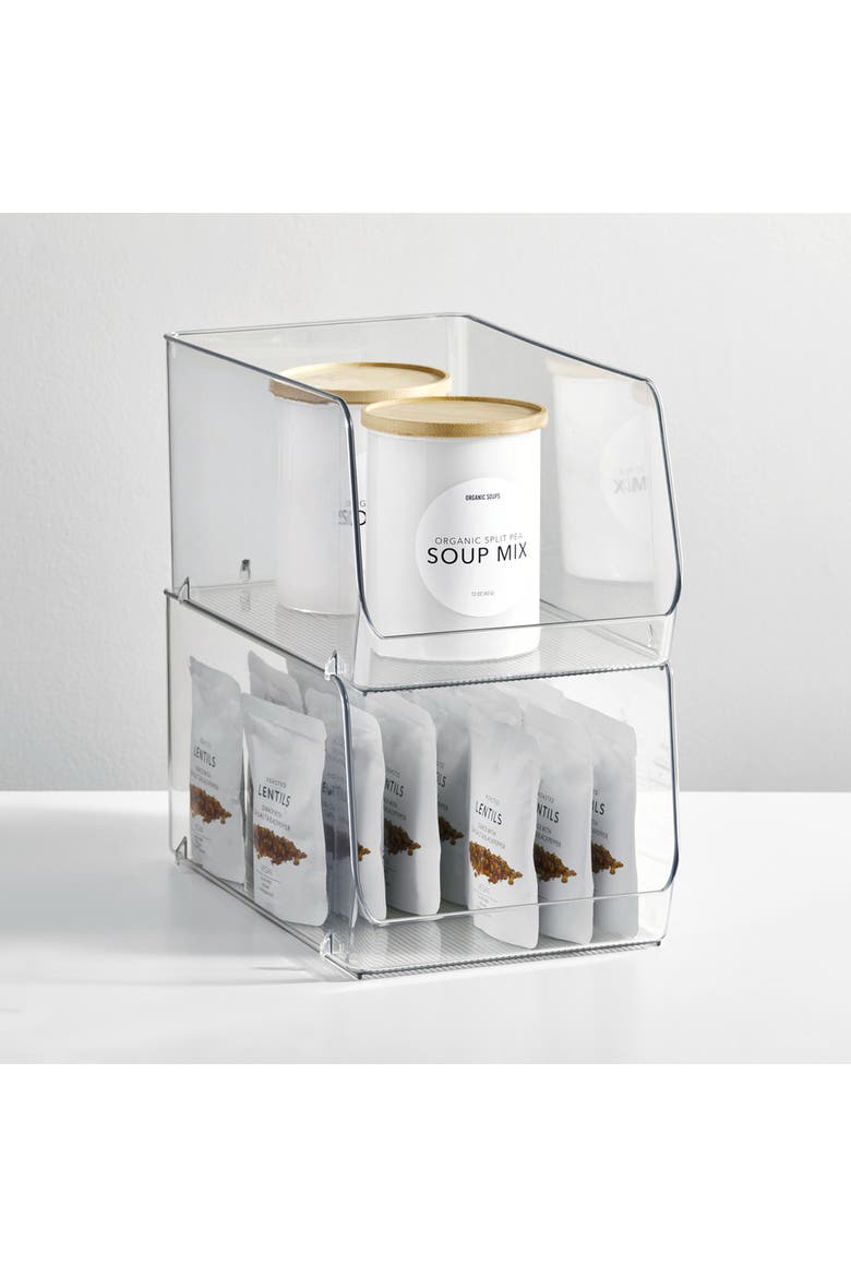 Clear Plastic Stackable Open Front Storage Bin, Alternate, color, Clear