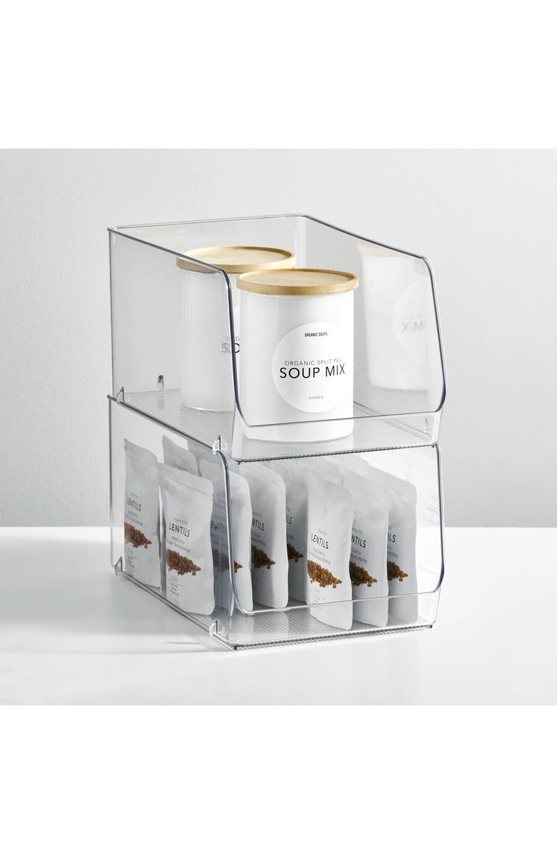 iDesign Clear Plastic Stackable Open Front Storage Bin, Alternate, color, Clear