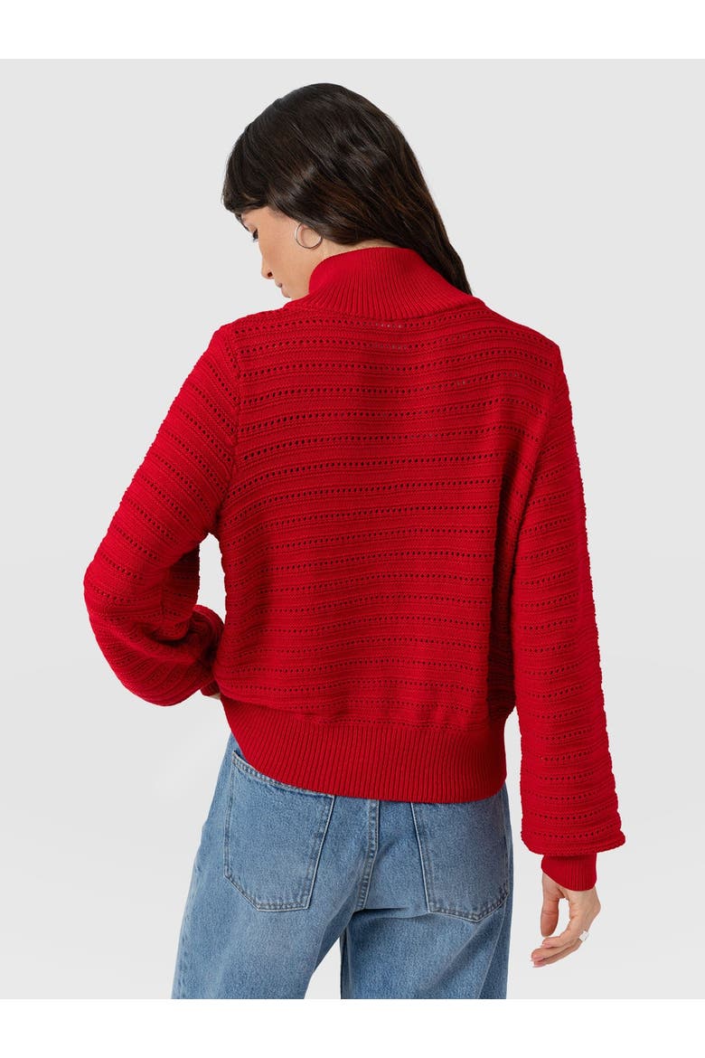 Ester Quarter Zip Knit Top, Alternate, color, Red
