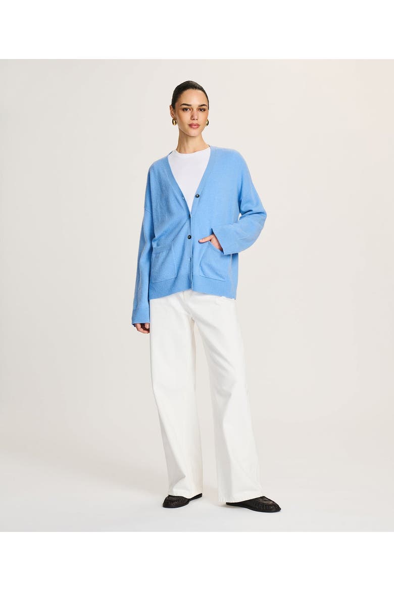 Signature Cashmere Boxy Cardigan, Alternate, color, Sky