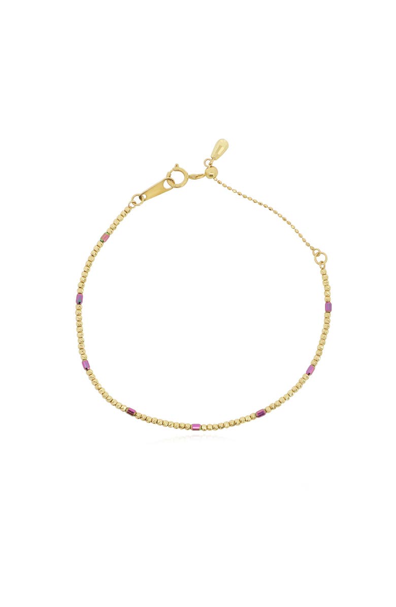 The Lovery Fine Jewelry Pink and Gold Sparkle Cut Adjustable Bead Bracelet, Main, color, Pink