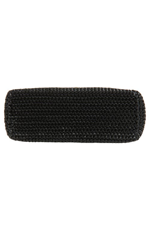 Totême Toteme T-lock Top Handle Woven Leather Clutch In Black