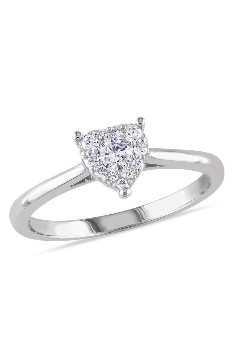 Julianna B. Diamond Heart Solitaire Ring 10k, Main, color, 10K White Gold