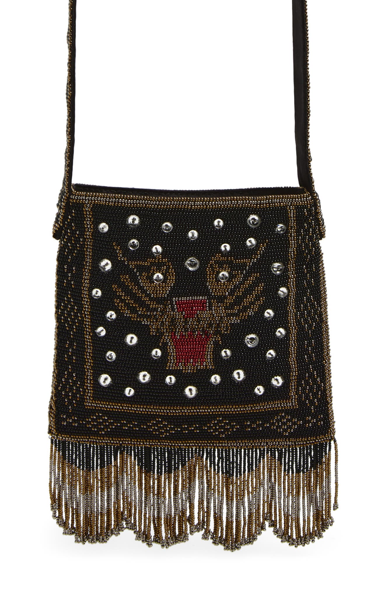 Valentino Garavani Small Nellcôte Le Chat Beaded Crossbody Bag, Main, color, Black Multi
