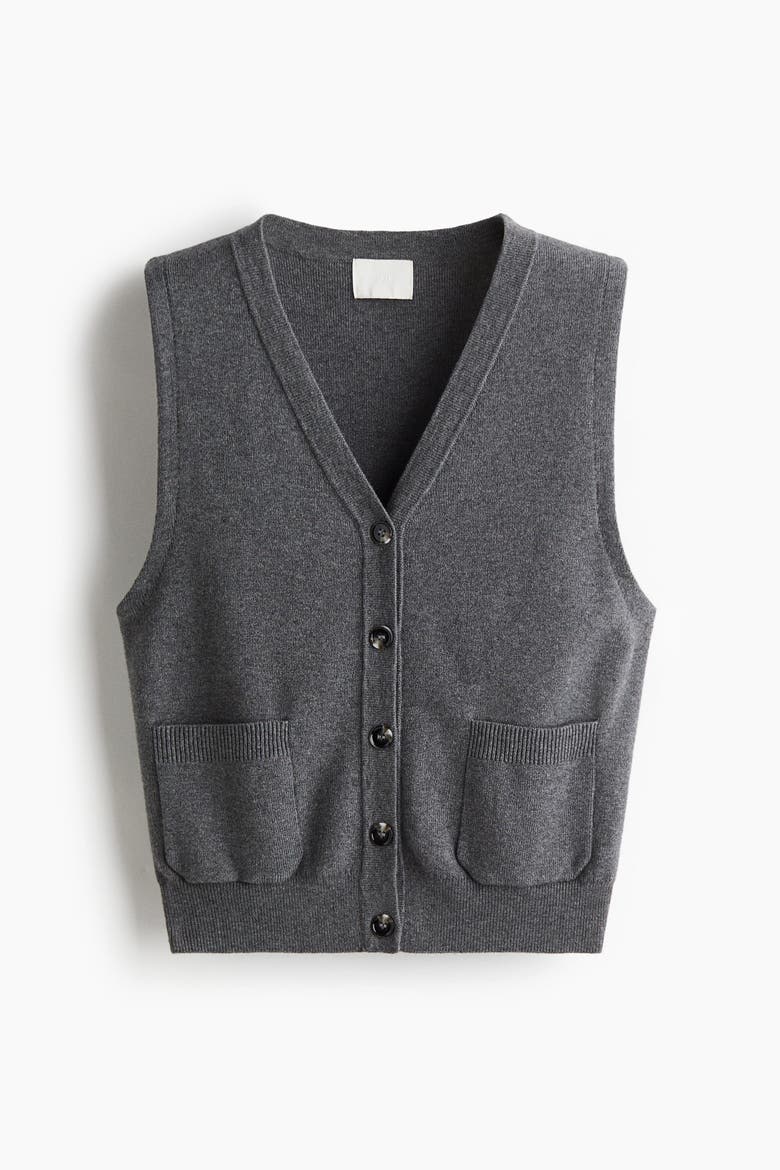 Fine-knit Waistcoat, Alternate, color, Dark gray melange