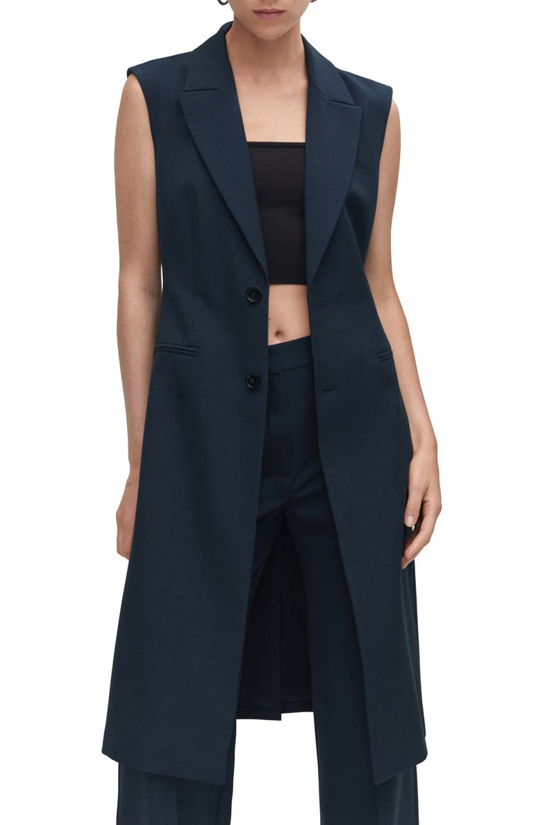 MANGO Tie Waist Long Vest, Main, color,