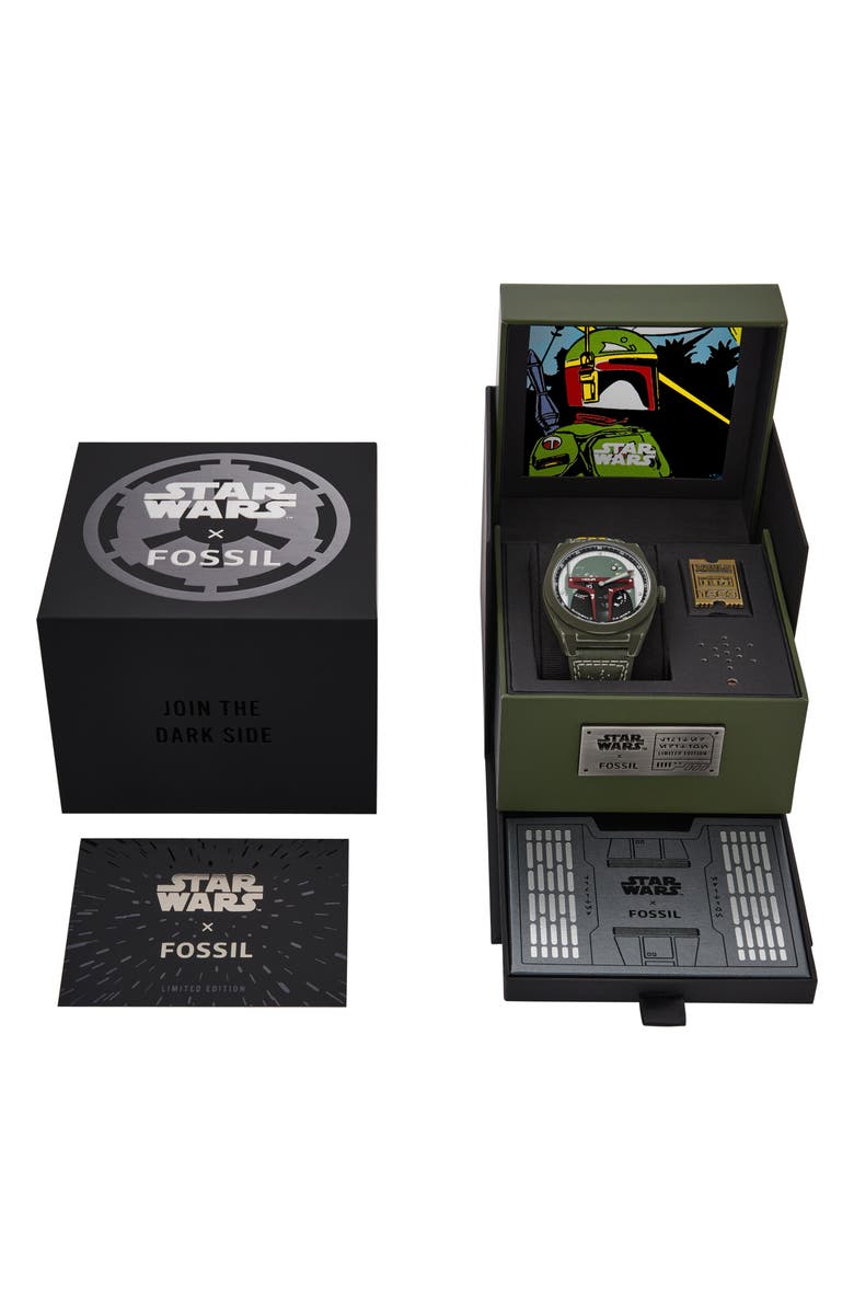 Fossil x Star Wars<sup>™</sup> Limited Edition Boba Fett Ventile<sup>®</sup> Strap Watch, 43mm, Alternate, color, 