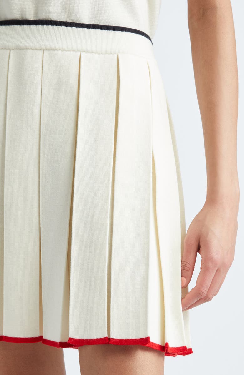 Thom Browne Pleated Wool & Cashmere Knit Miniskirt, Alternate, color, White