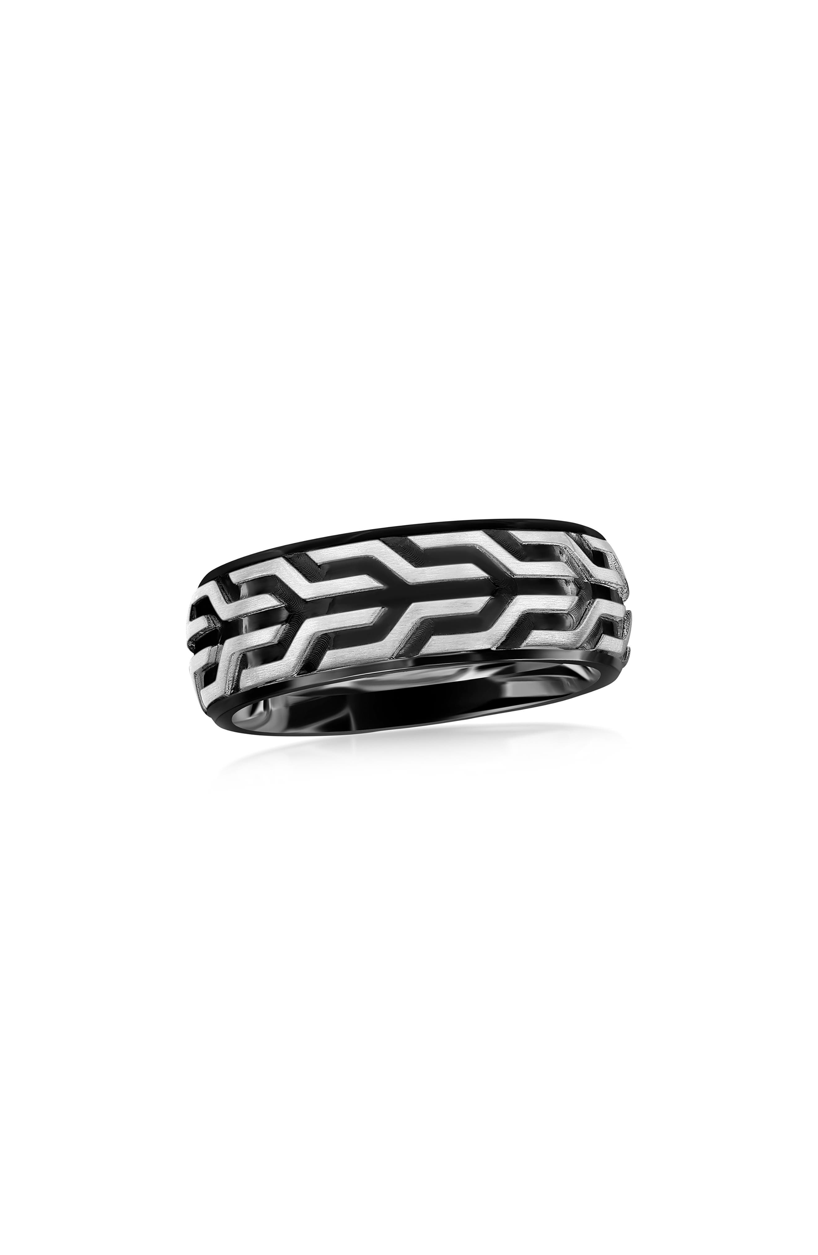 Metallo Men's Textured Two-Tone Ring