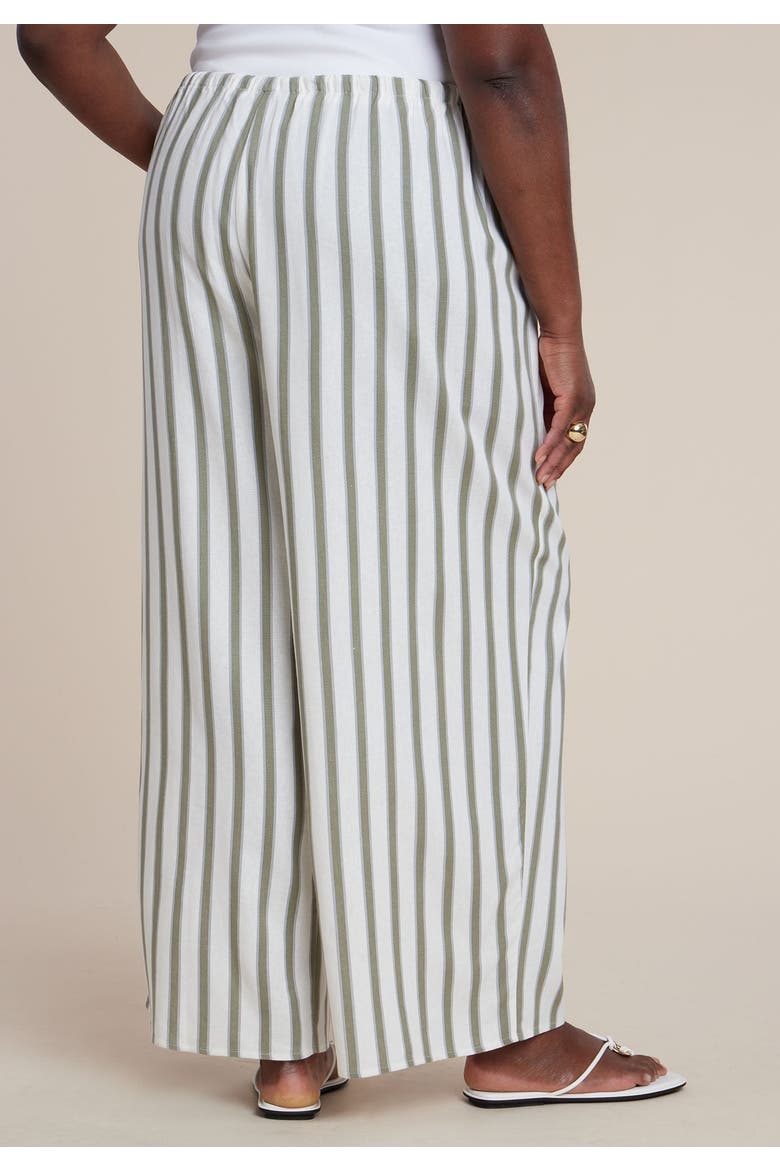 Drawstring Wide Leg Linen Pant, Alternate, color, IGUANA STRIPE