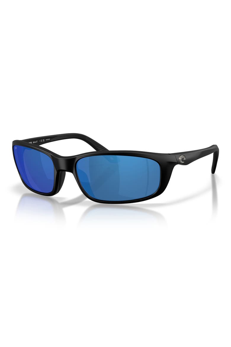 Brine II 59mm Polarized Rectangular Sunglasses, Alternate, color, MATTE BLACK / BLUE MIRROR