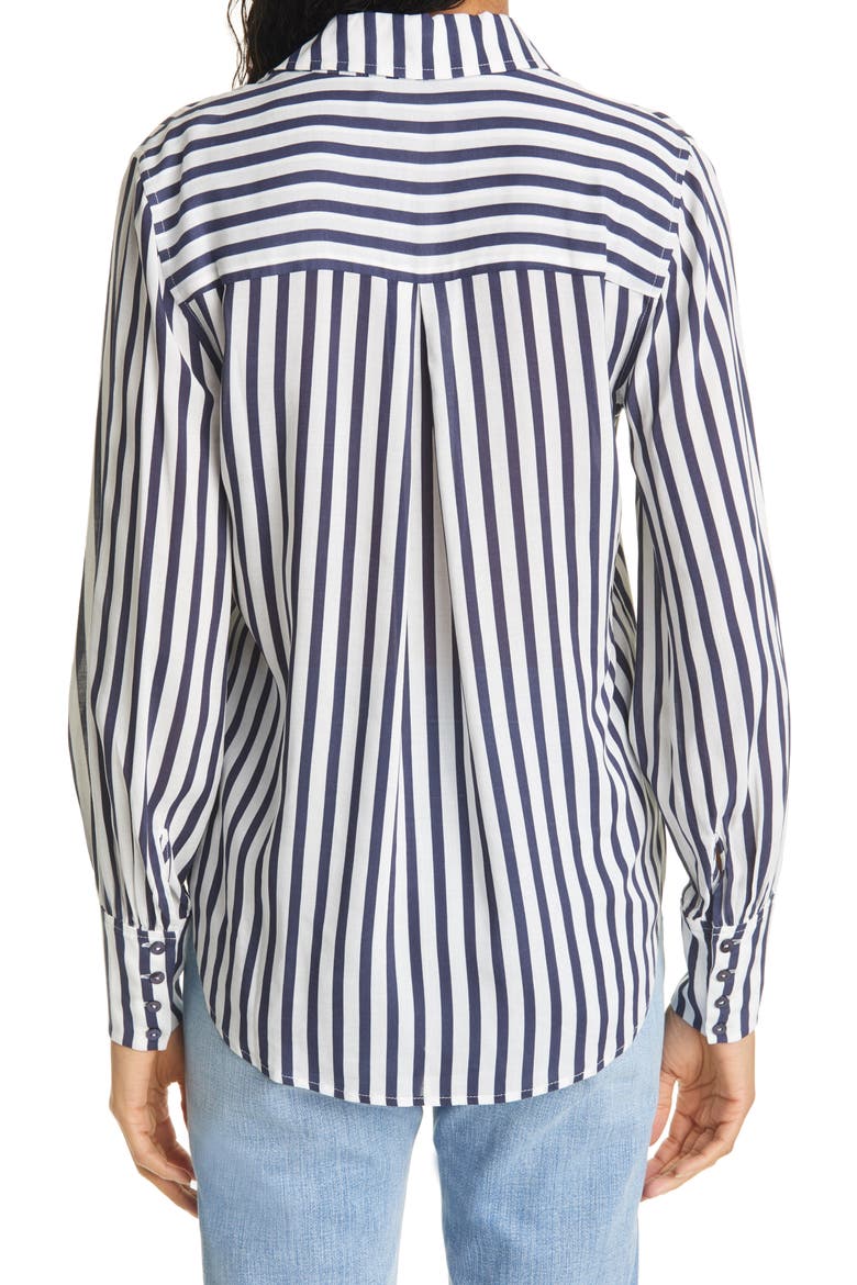 Jess Stripe Button-Up Blouse, Alternate, color, IVORY/ NAVY NAUTICAL STRIPE