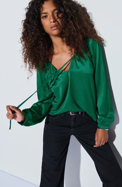 Shop Nation Ltd Ellie Tie Neck Satin Top In Forest