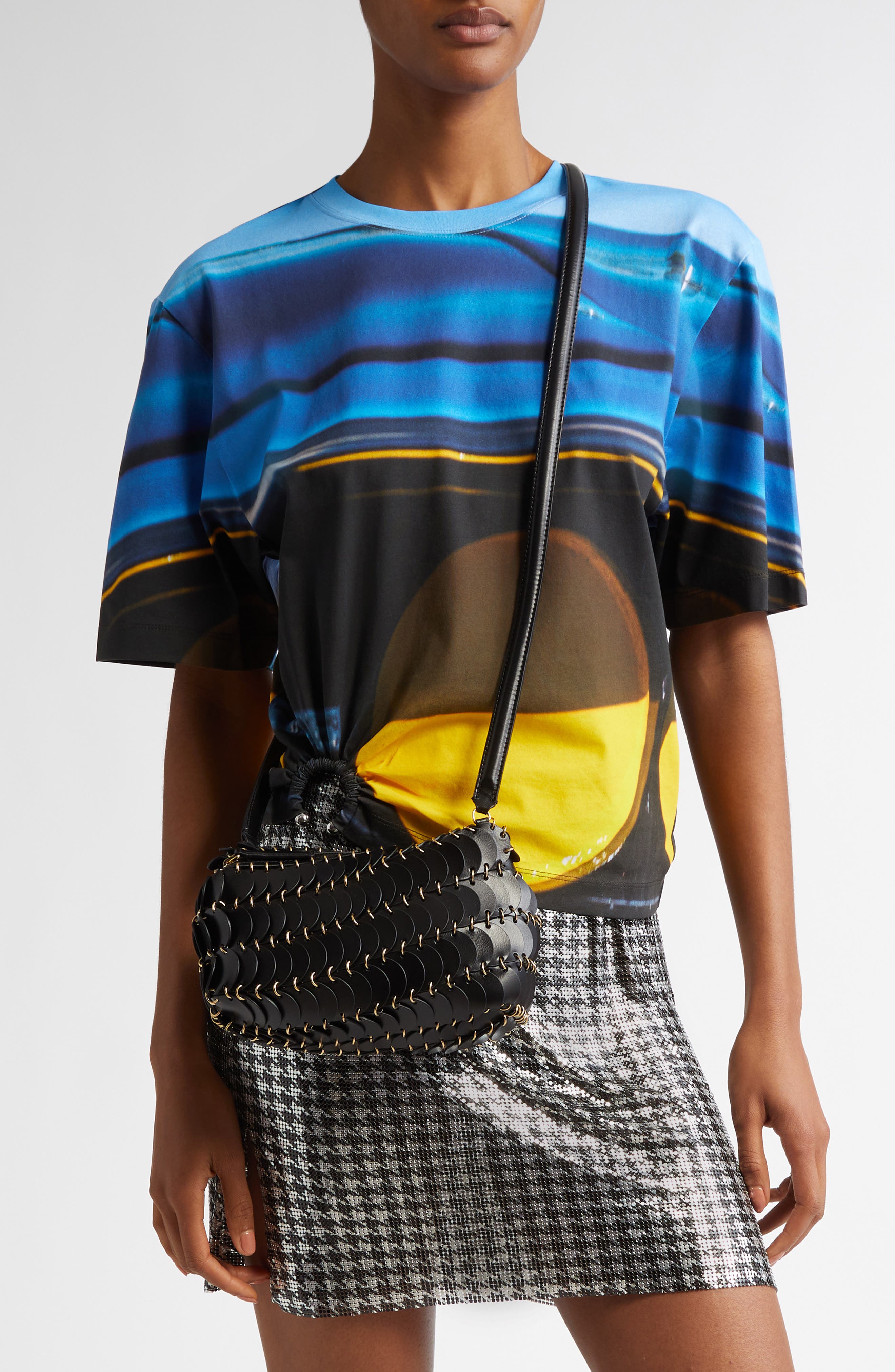 Rabanne Sac Leather Shoulder Bag, Alternate, color, 