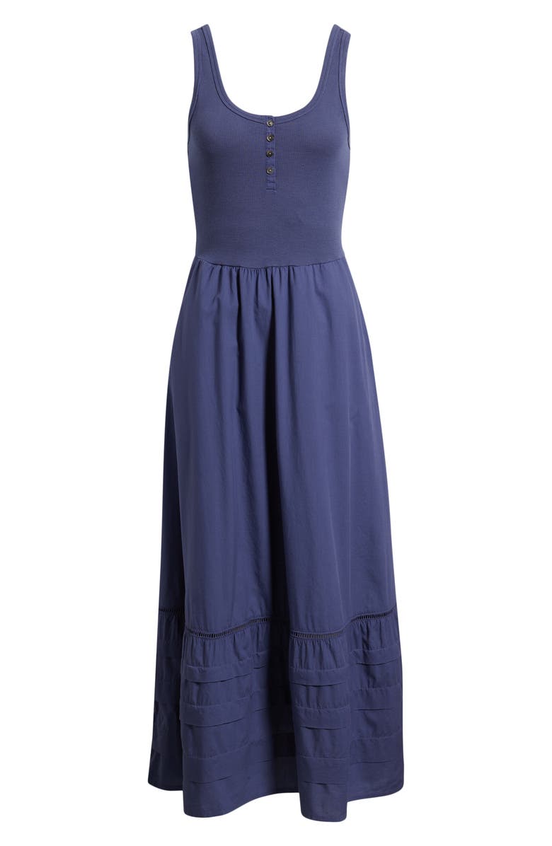 Marine Layer Lexi Rib & Poplin Sleeveless Midi Dress, Alternate, color, Navy