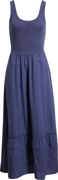 Marine Layer Lexi Rib & Poplin Sleeveless Midi Dress