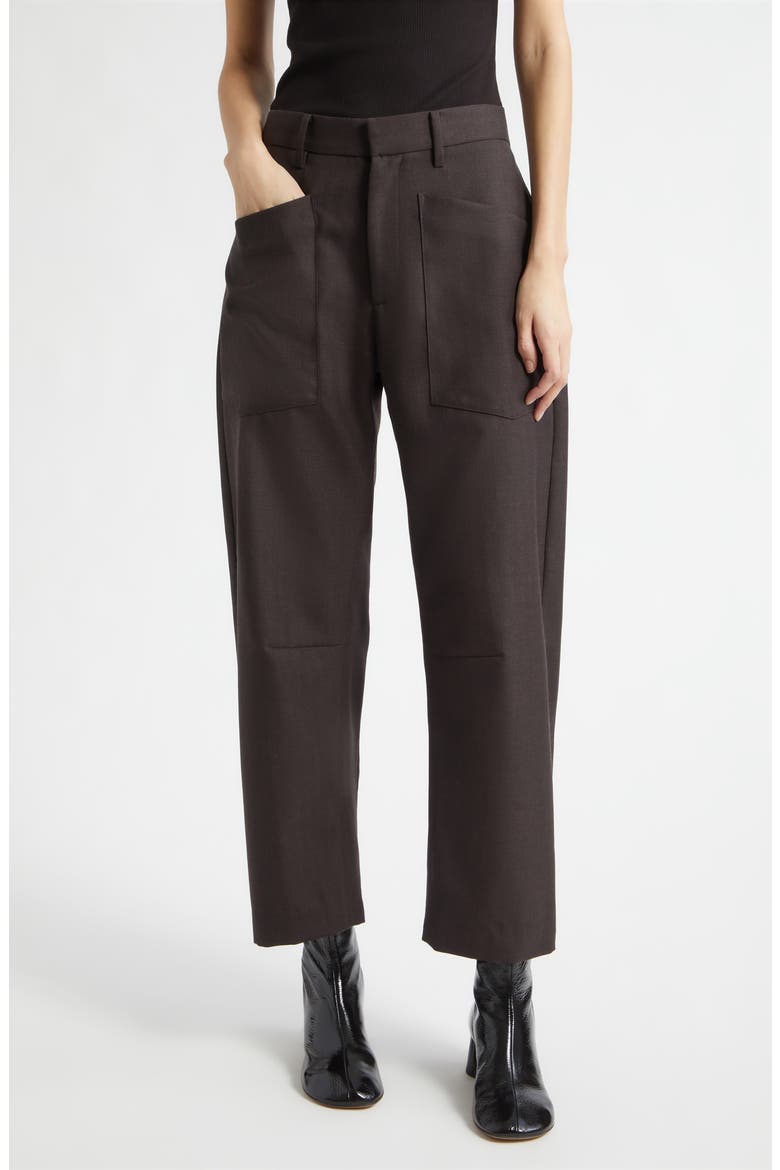 Shon Wool Ankle Pants, Main, color, BROWN HERRINGBONE
