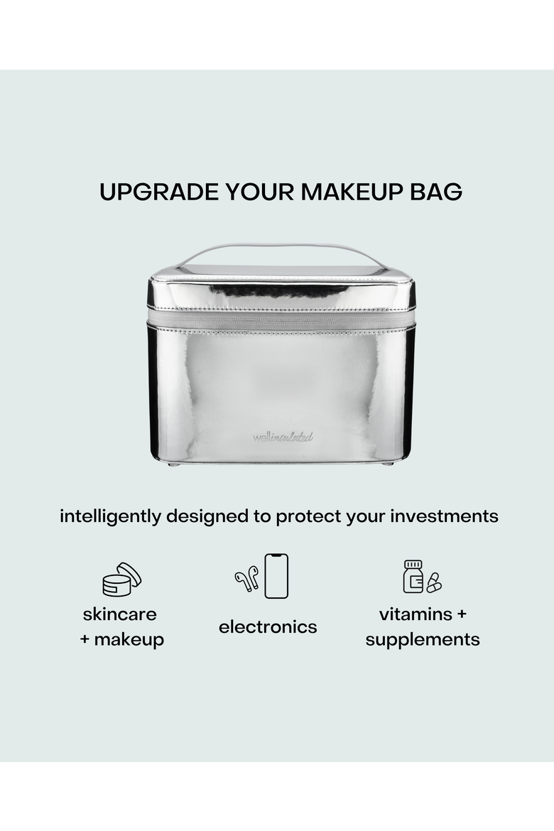 Performance Beauty Case + Strap, Alternate, color, Silver