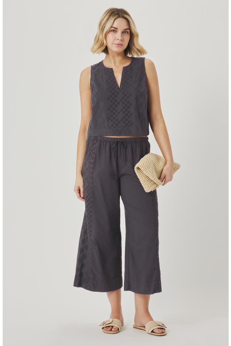 Kenzie Geo Eyelet Crop Tank, Alternate, color, LEAD GREY