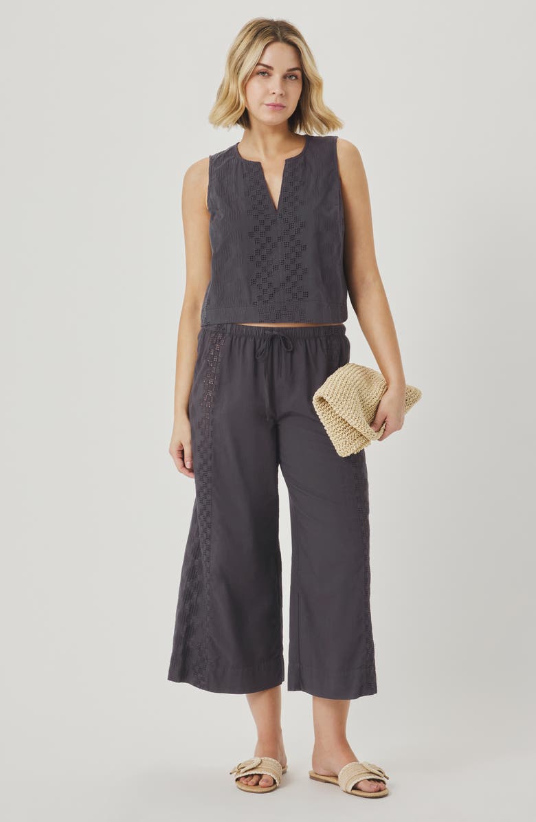 Splendid Kenzie Geo Eyelet Crop Tank, Alternate, color, Lead Grey