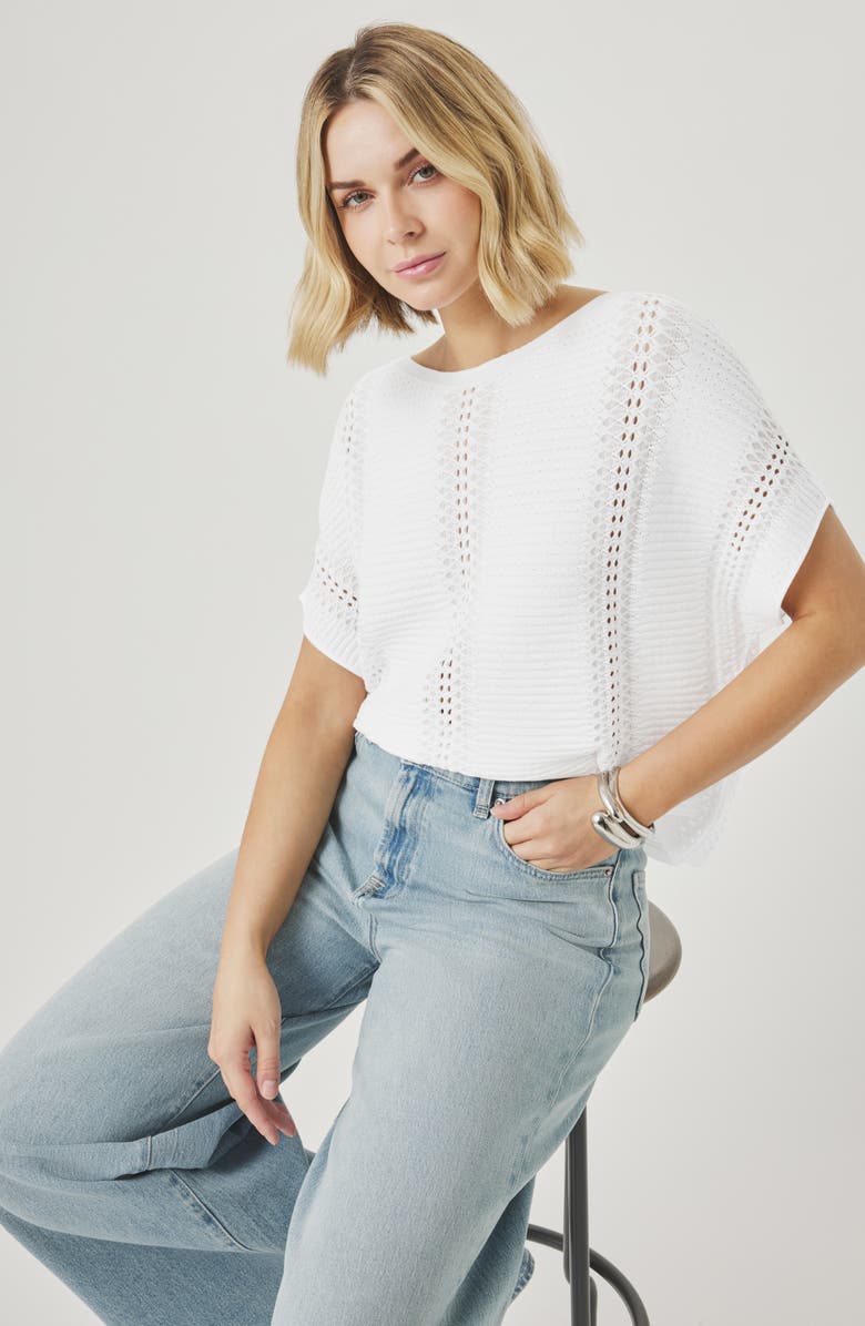 Splendid Everest Pointelle Stitch Sweater, Alternate, color, White