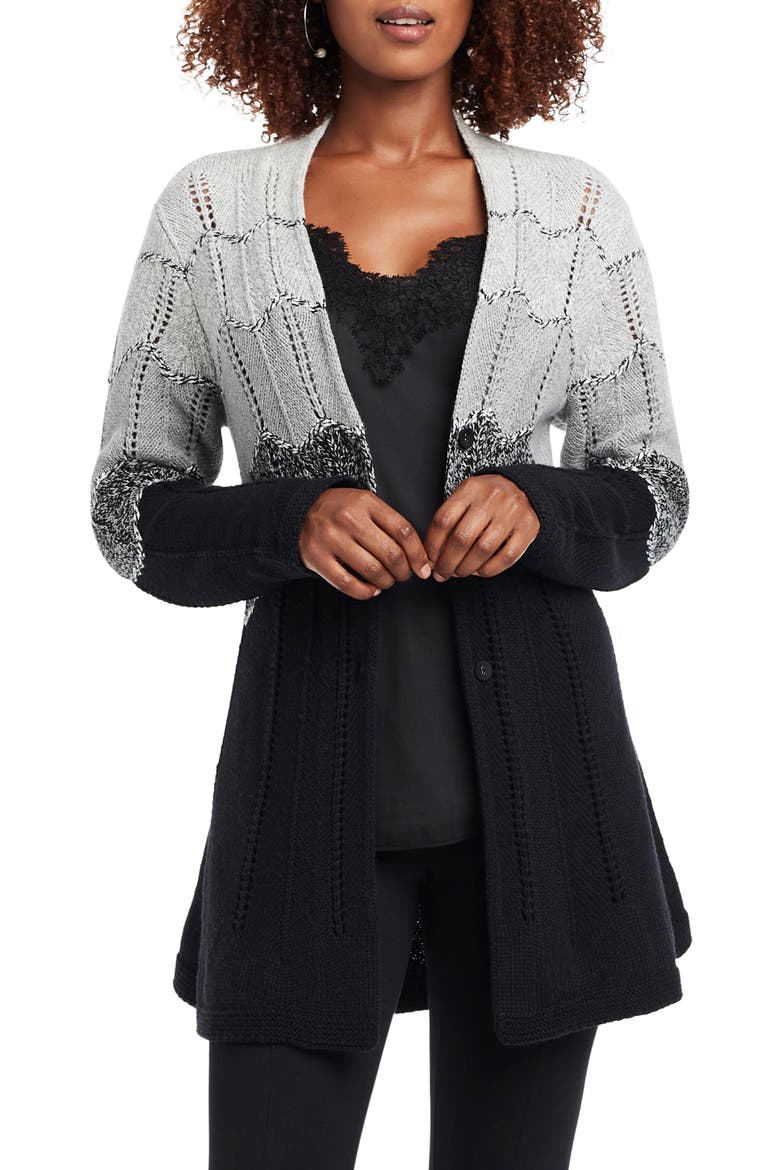 Ombré Twirl Silhouette Cardigan, Main, color, BLACK MULTI